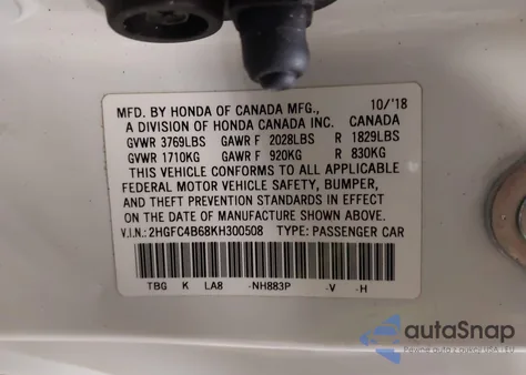 2019 Honda Civic Lx from USA, damaged, VIN 2HGFC4B68KH300508